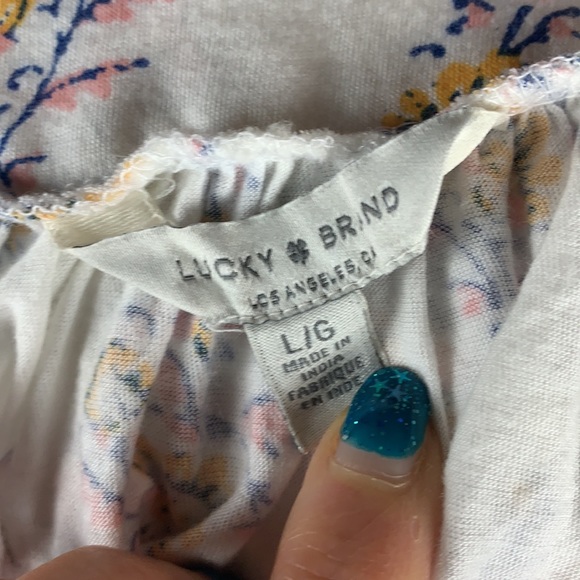 Sold! Lucky Brand Square Neck Cotton Boho Peasant Top - Picture 4 of 4